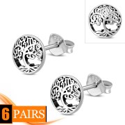 6pairs, Celtic Tree of Life Silver Stud Earrings, ep318